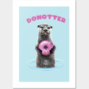 Donotter, Otter eat sweet pink donut, adorable animals and cute donuts Posters and Art
